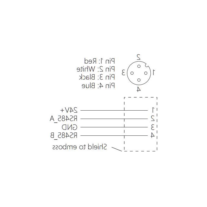 M12 4Pin，直型母头，单端预制聚氯乙烯非软电缆，带屏蔽，灰色护套，0C4A03-XXX